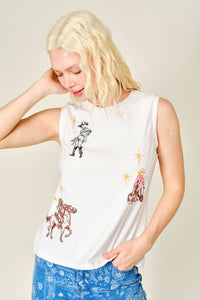 Western Emb Sleeveless Top