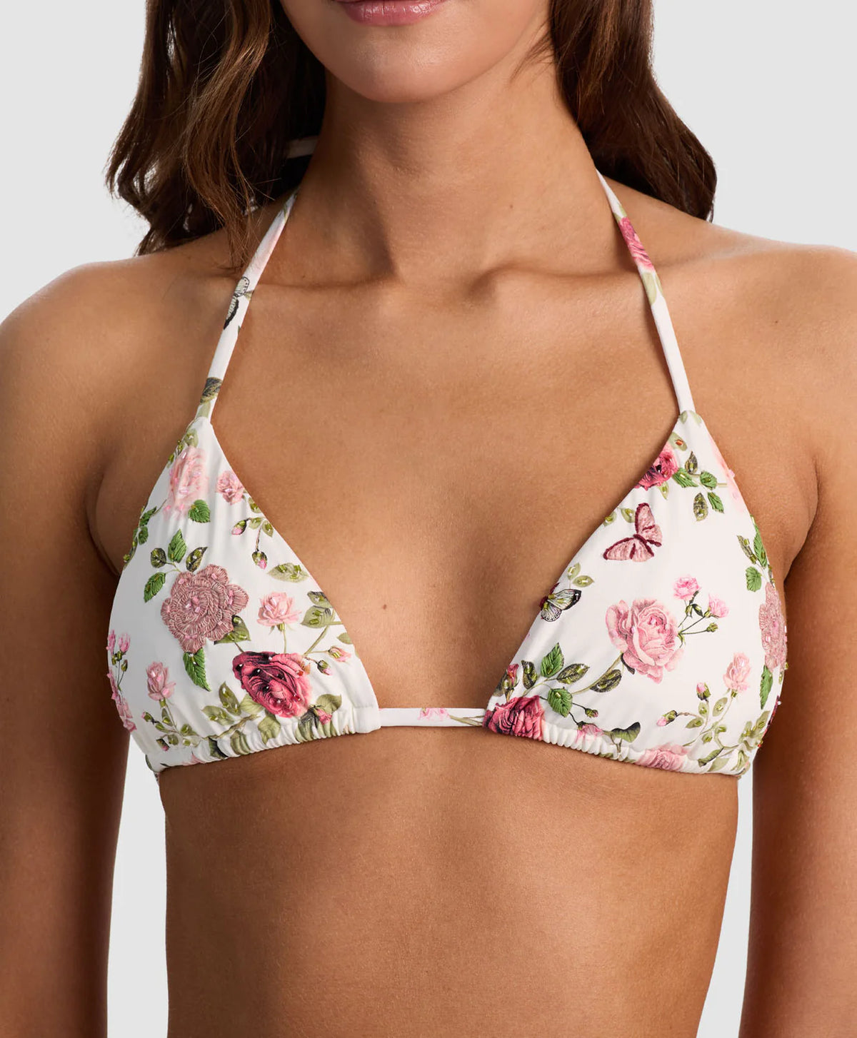 PQ English Rose Embroidered Triangle Top