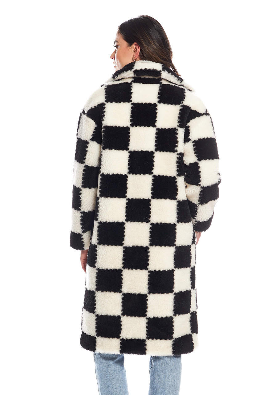 Fab Fur Checkmate Knee-Length Coat