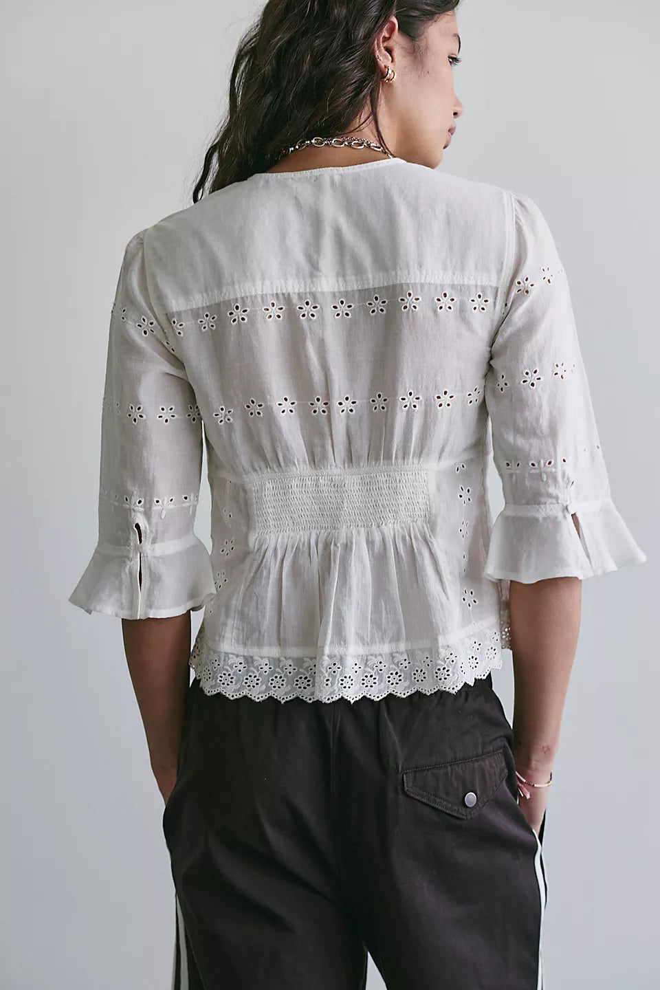 Free People Salone Eyelet Top Ivory