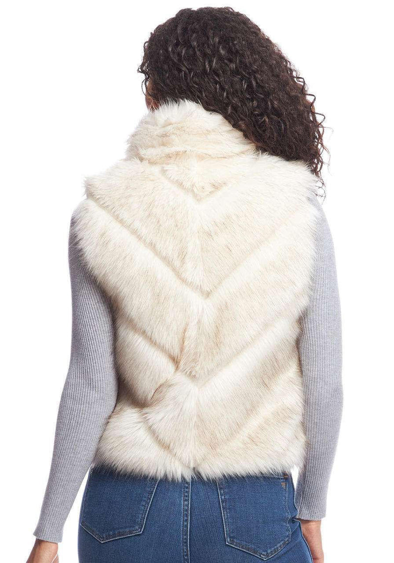 Fab Fur Ivory Chev Reversible Zip Vest