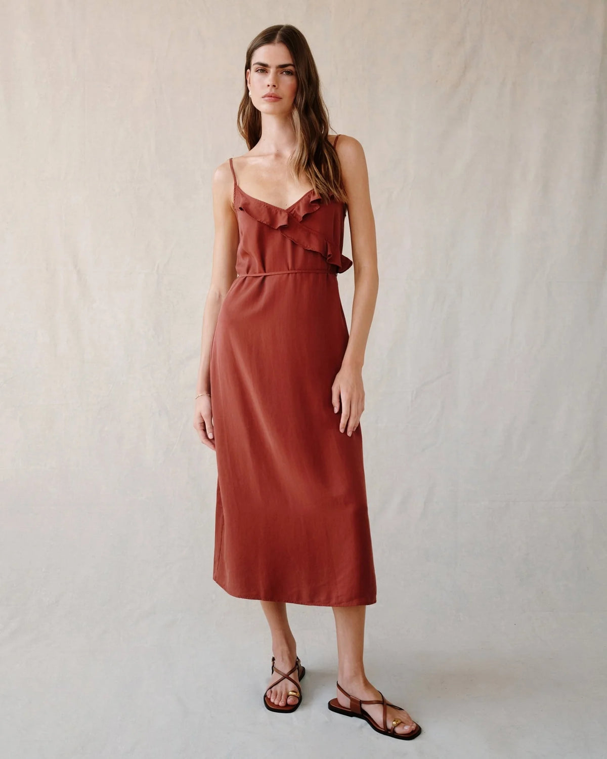 BD Ruffle Cami Midi Dress Harvest Red