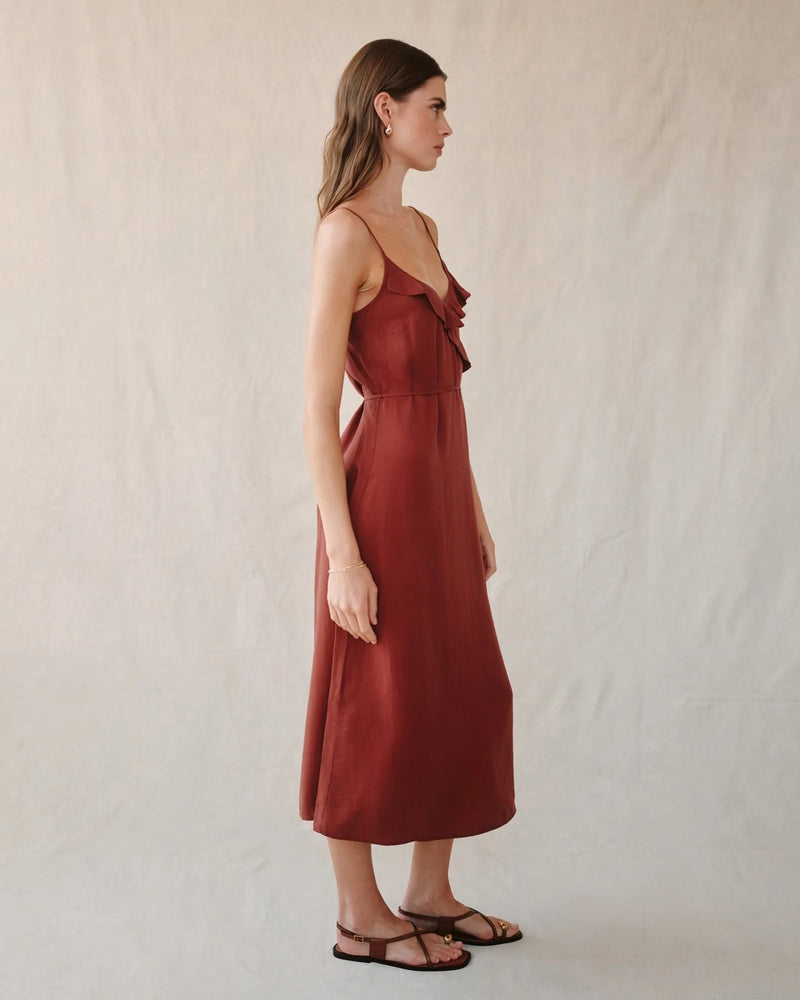 BD Ruffle Cami Midi Dress Harvest Red