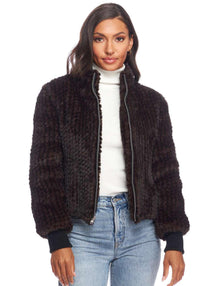 Fab Fur 5th Ave Whiskey Knitted Bomber