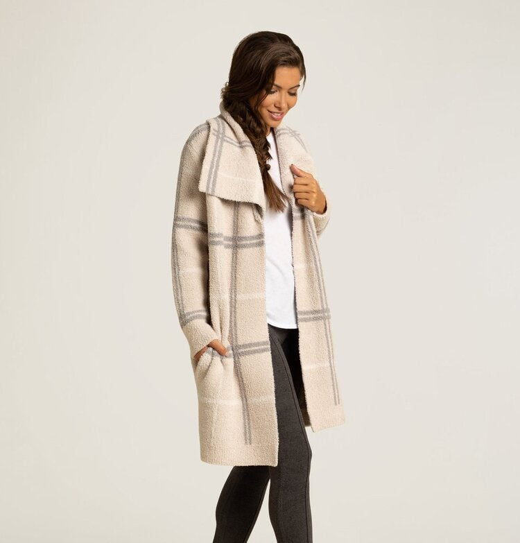 CozyChic Windowpane Drape Cardigan